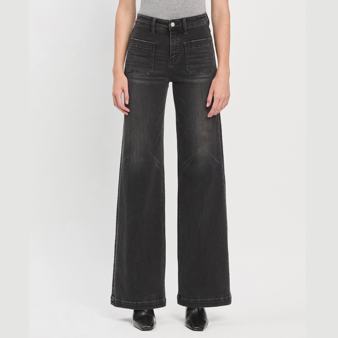 Washed Black High Rise Trouser Jeans