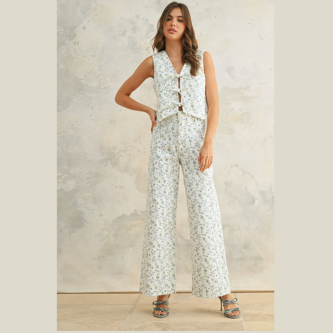 Floral Print Tied Front Vest