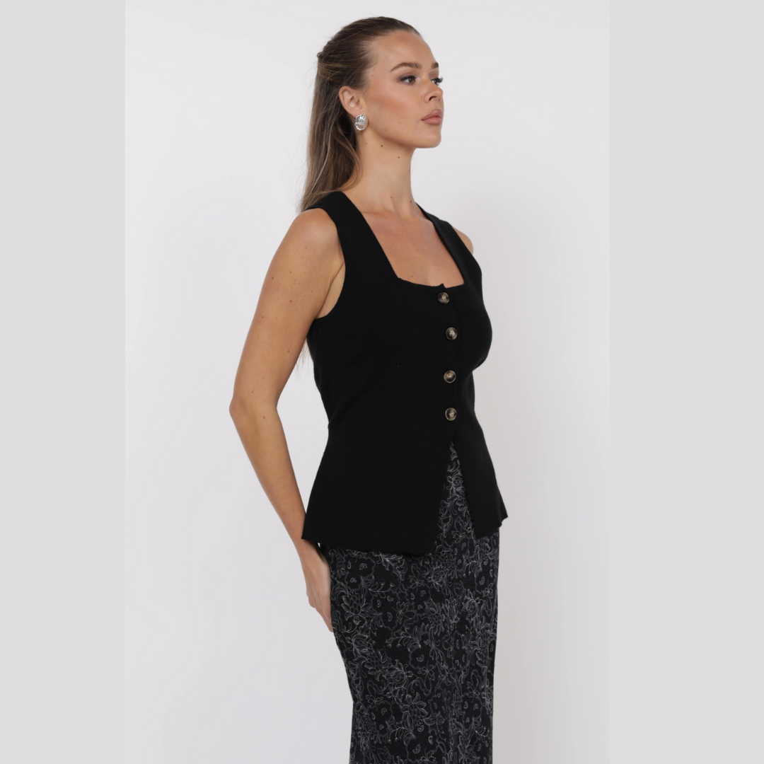 Myra Button Front Knit Vest