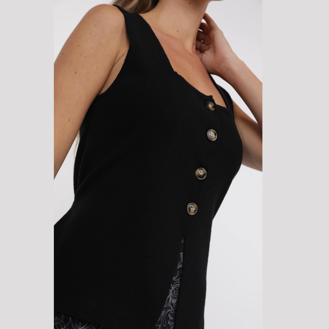 Myra Button Front Knit Vest