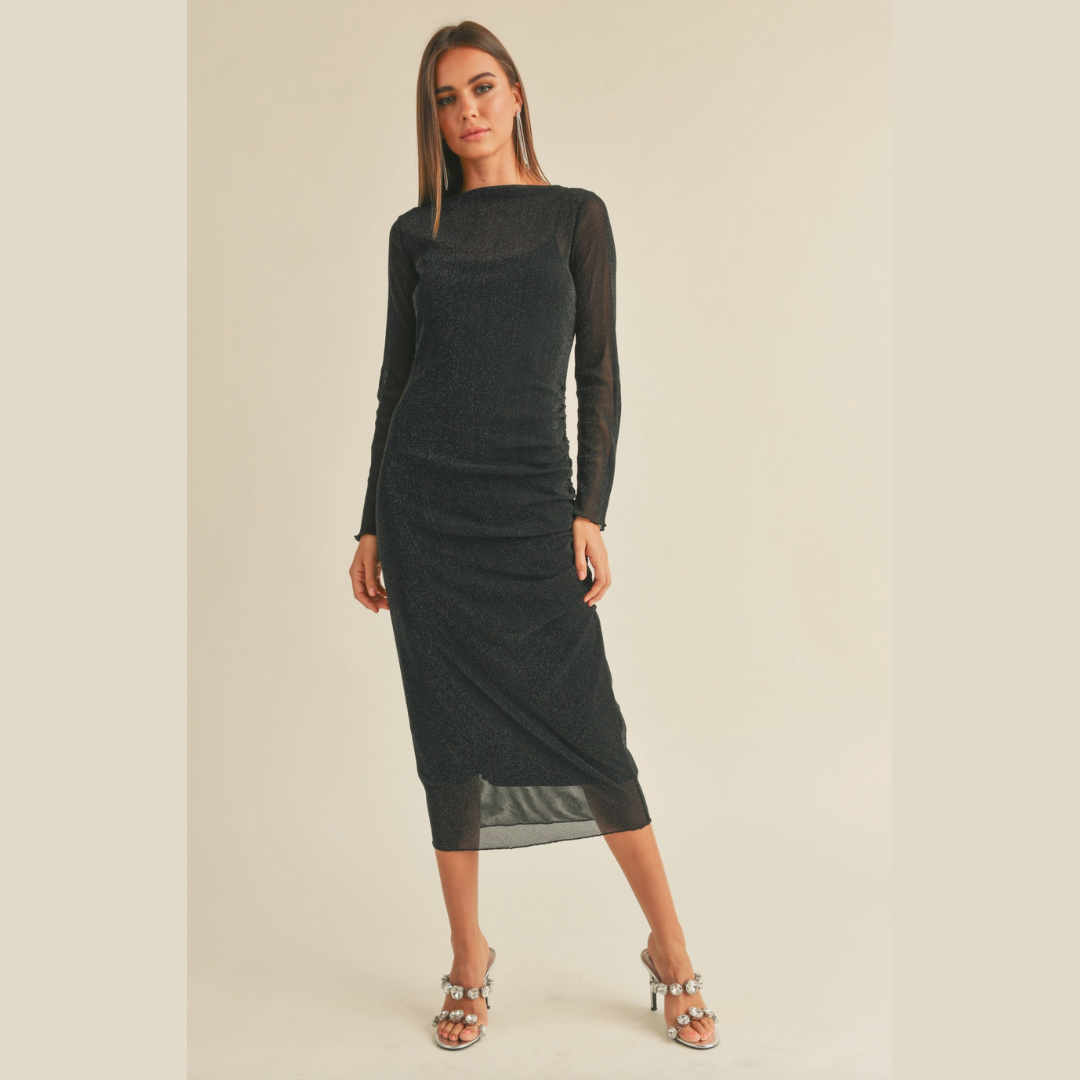 Sheer & Shimmer Midi Dress