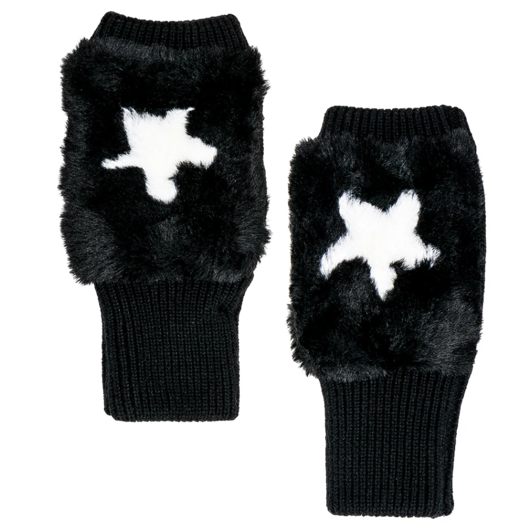 Faux Fur Intarsia Mittens