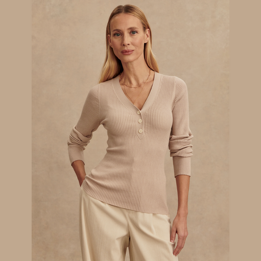Blanca V-Neck Rib Knit Top