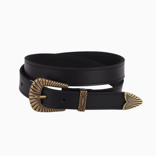 Bohemian Brass Buckle Leather Belt Set