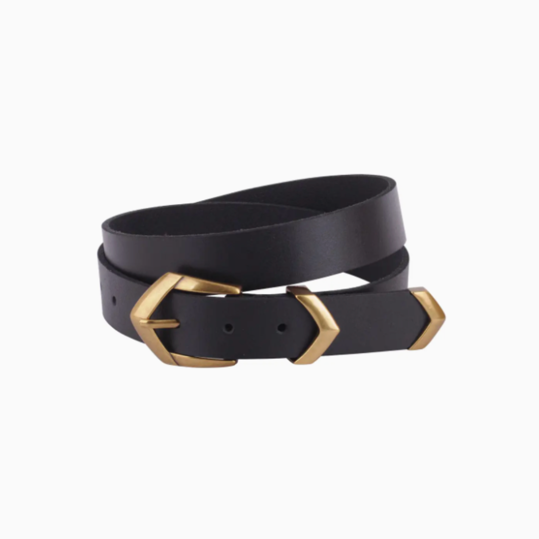 Angular Chevron Buckle Leather Belt