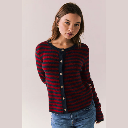 Tommy Button Up Cambridge Stripe Sweater