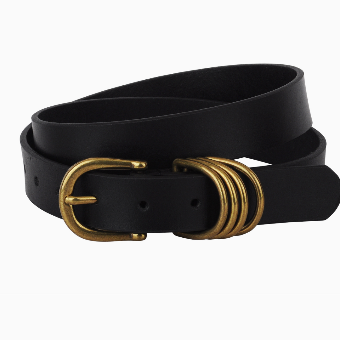 Multi D-Ring Genuine Leather Belt