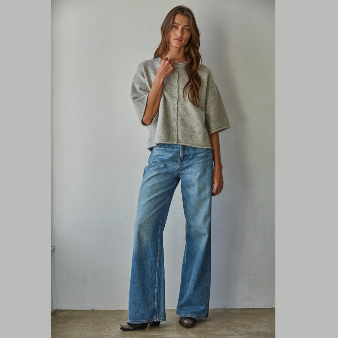 Kelsey Solid Quarter Sleeve Cardigan