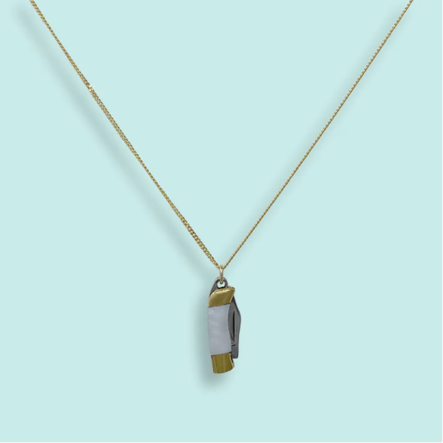 Knife On Gold Chain Necklace