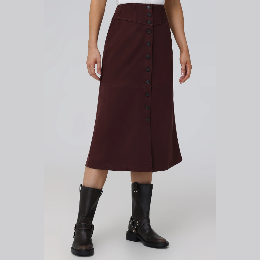 Corset Faux Suede Studded Midi Skirt
