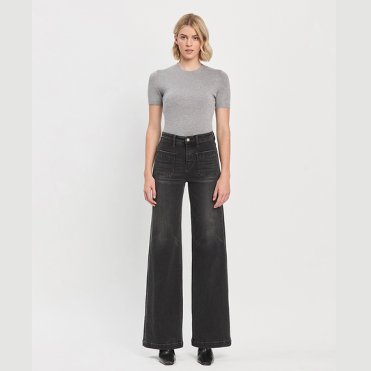 Washed Black High Rise Trouser Jeans