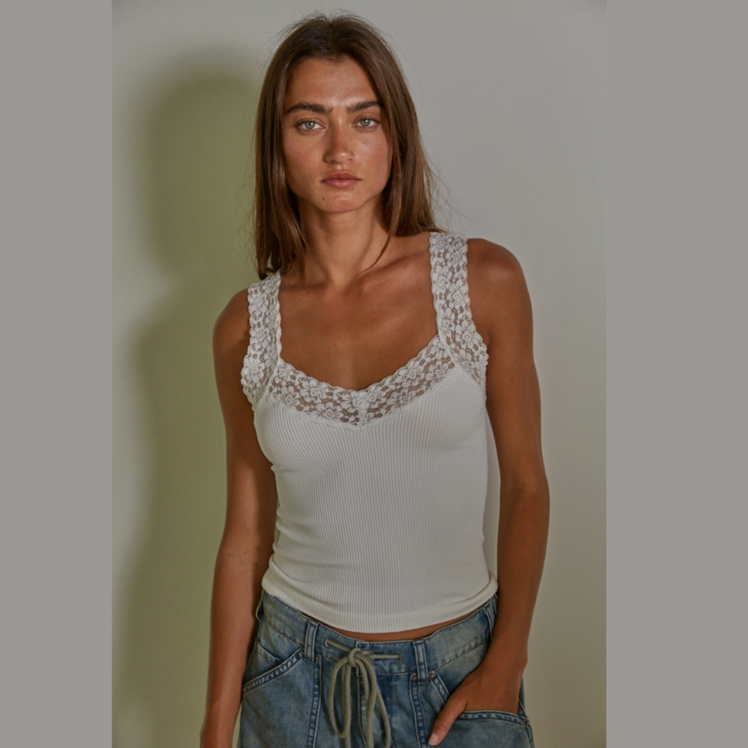 Fallen for Lace (Ribbed) Tank