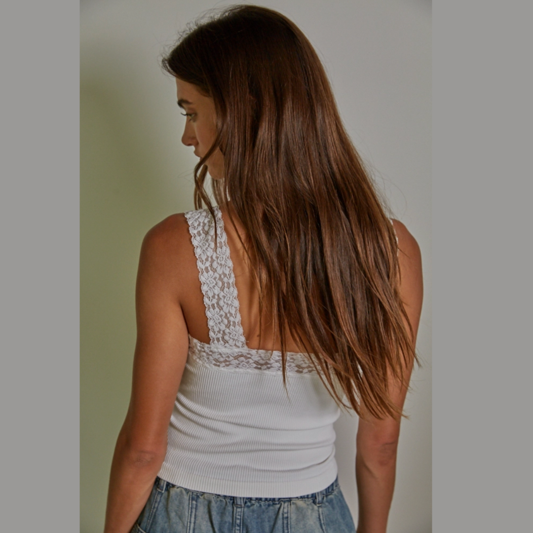 Fallen for Lace (Ribbed) Tank