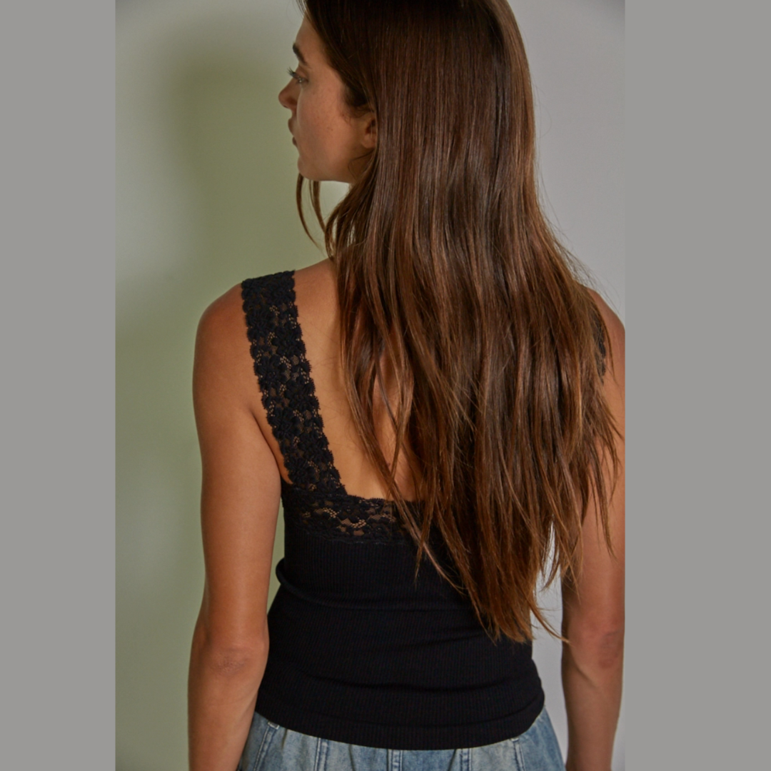 Fallen for Lace (Ribbed) Tank