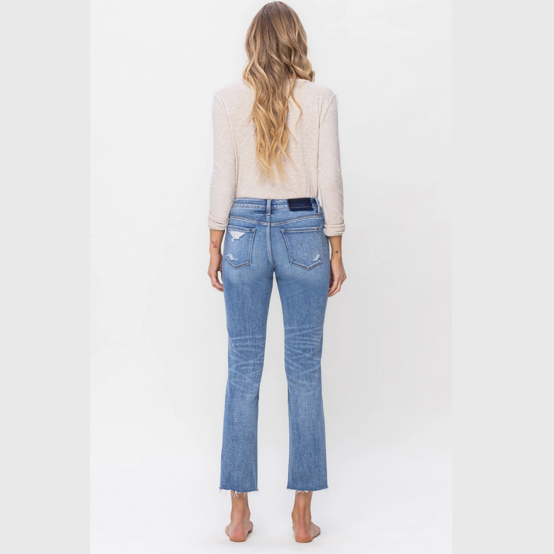 Mid Rise Slim Straight Denim