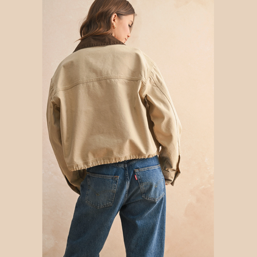 Collar Contrasted Utility Jacket