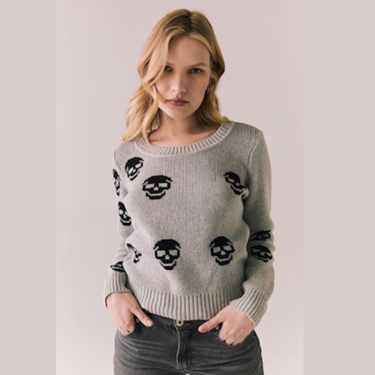 Tossed Skulls Sweater Crew