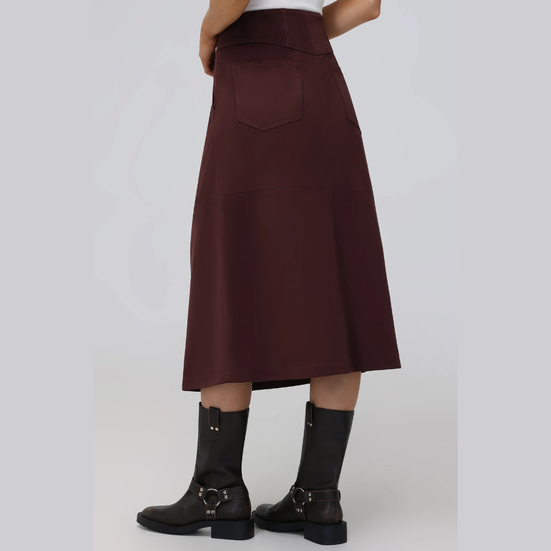 Corset Faux Suede Studded Midi Skirt