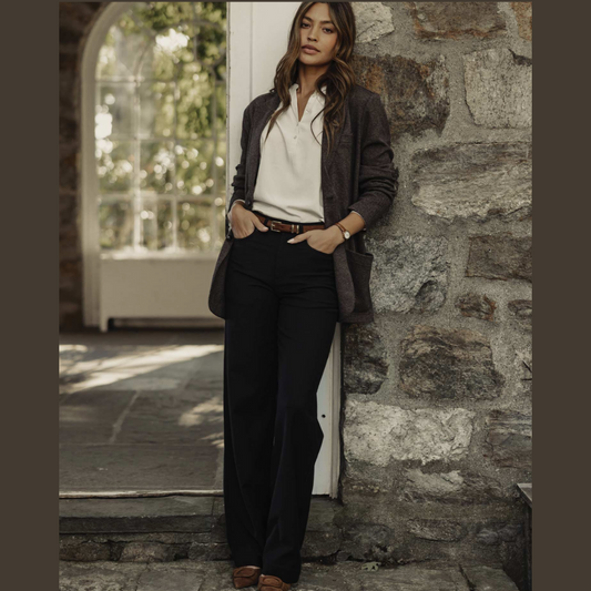 Comfort Terry Wide Leg Pant in Black