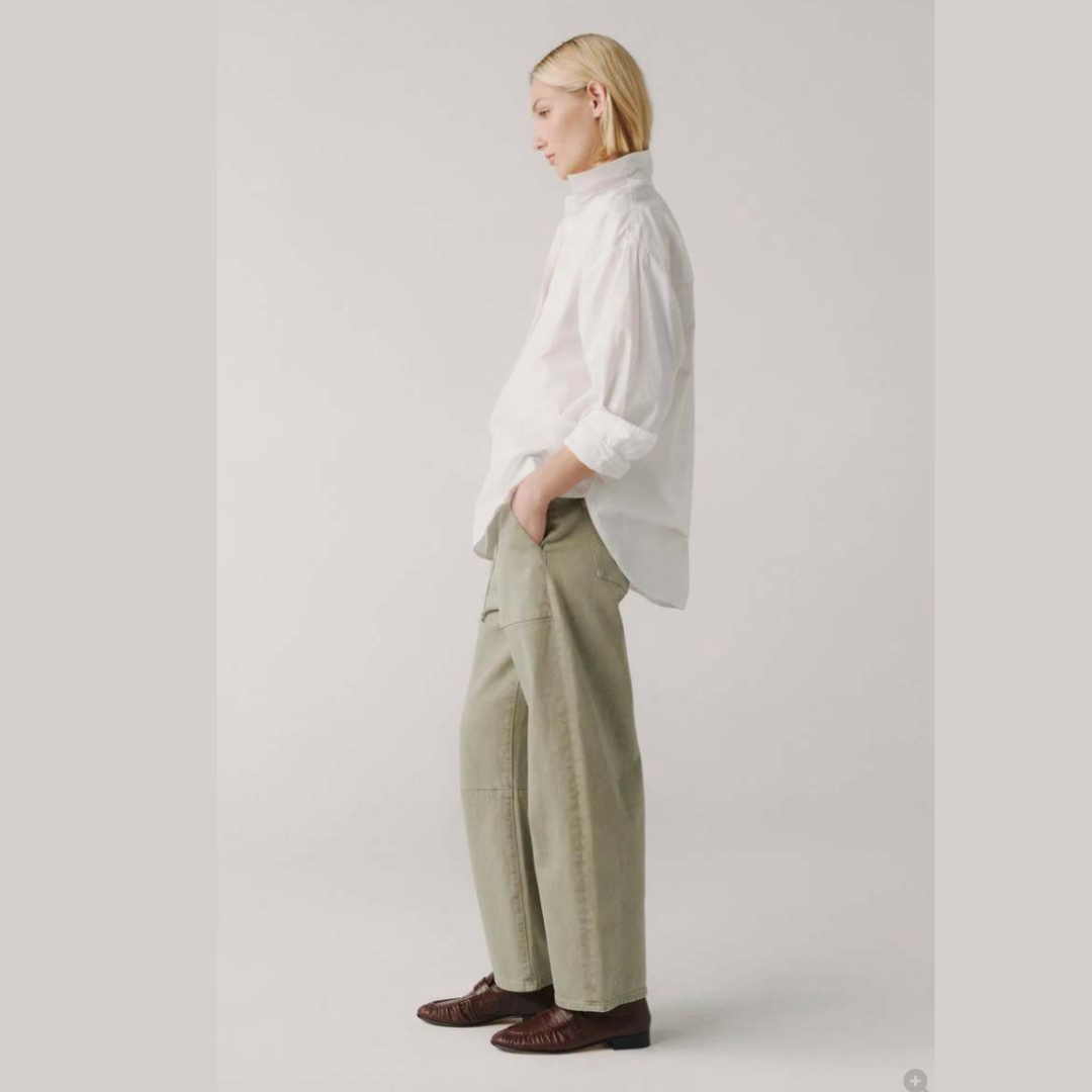 BNA - Soft Curve Barrel Jeans (28") Laurel Green
