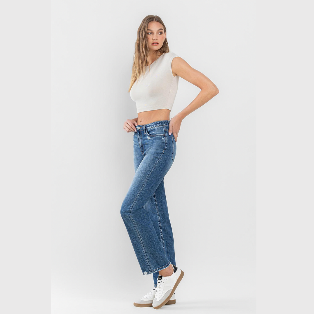 Super High Rise Relaxed Straight Stretch Denim