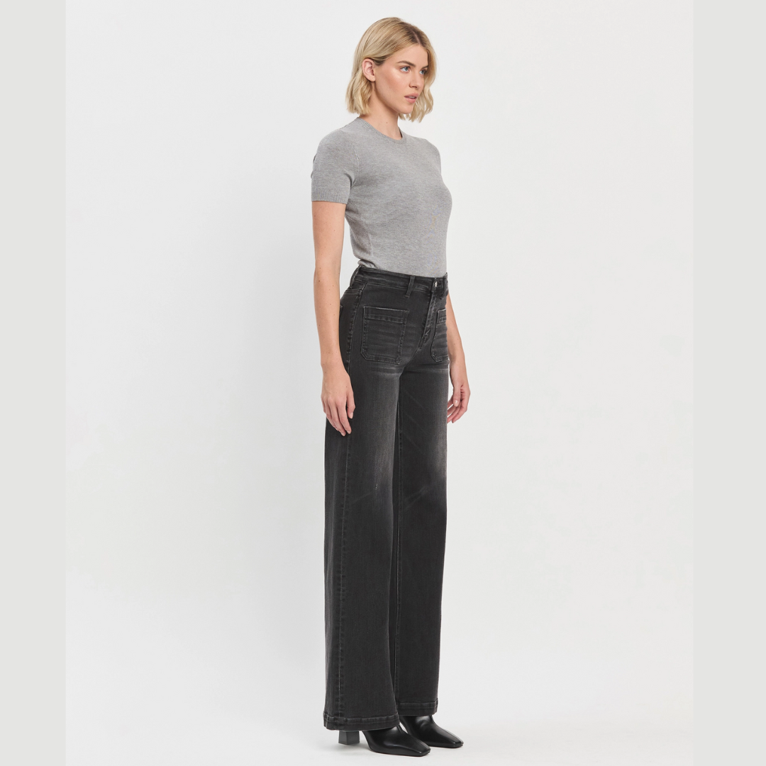 Washed Black High Rise Trouser Jeans