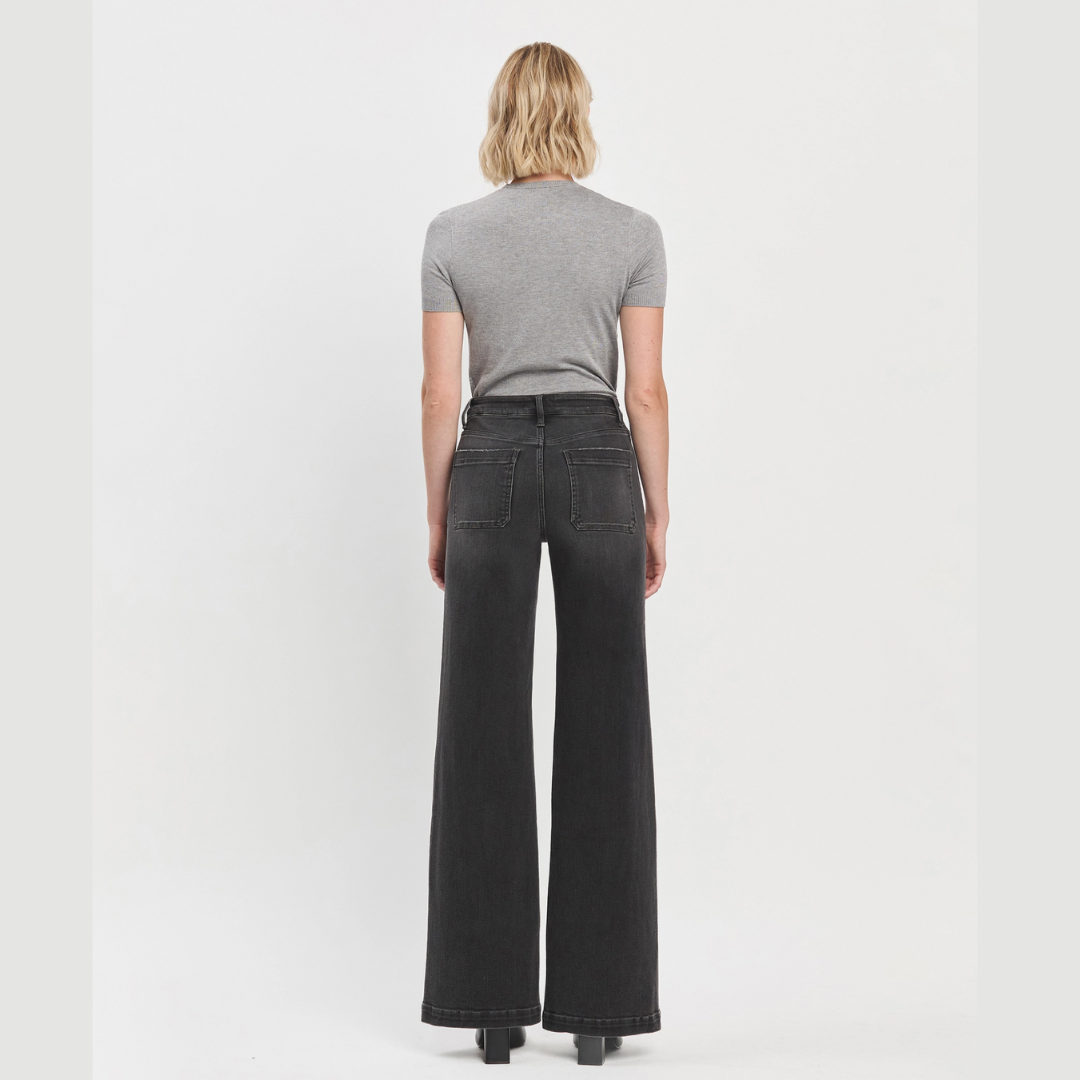 Washed Black High Rise Trouser Jeans