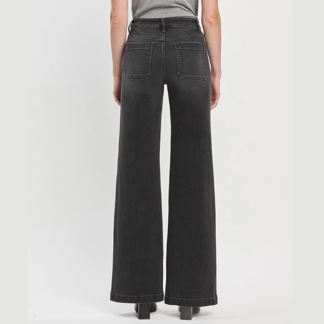 Washed Black High Rise Trouser Jeans