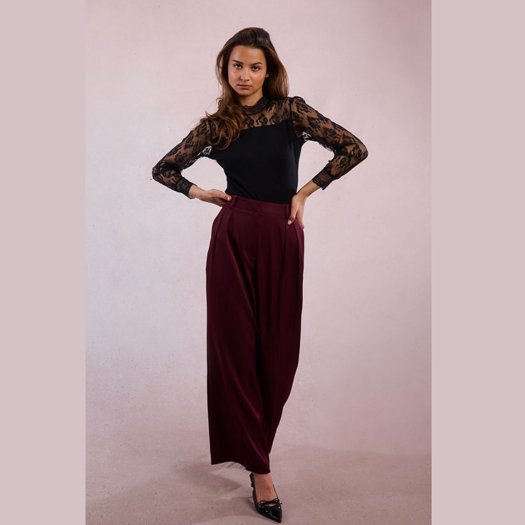 A Night Out Red Pleated Pant