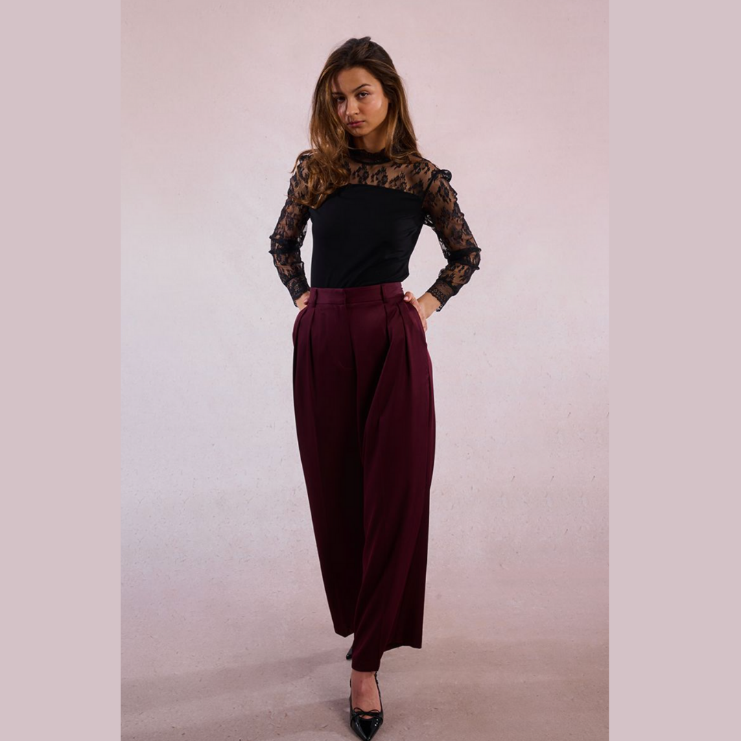 A Night Out Red Pleated Pant