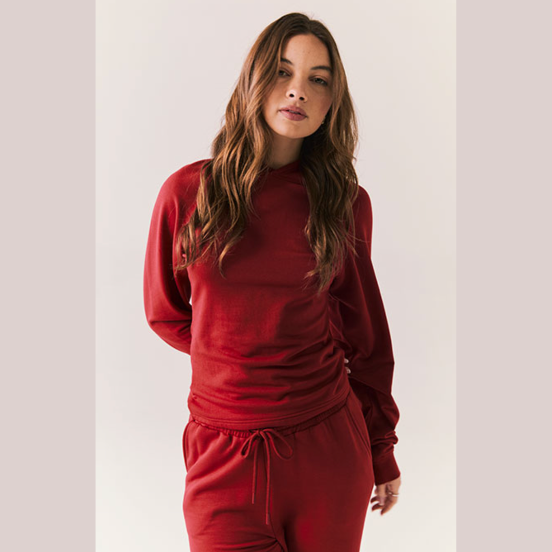 Carmine Red Pillow Fleece Providence Hoodie (part of set)