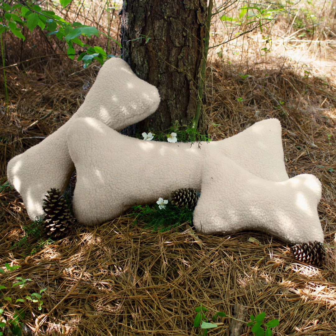 Plush Sherpa Bone Pillow Toy for Dogs