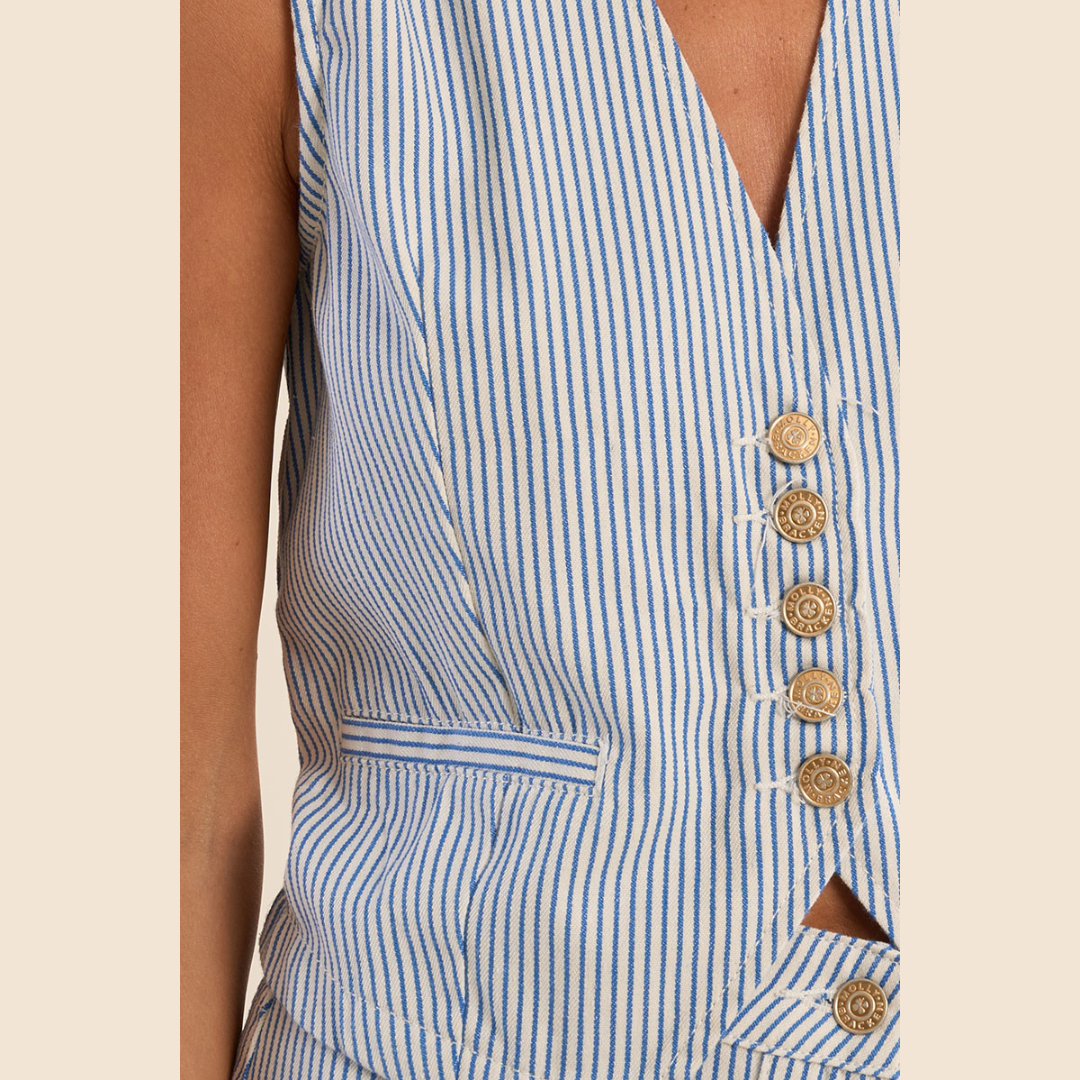 Seersucker Denim Vest