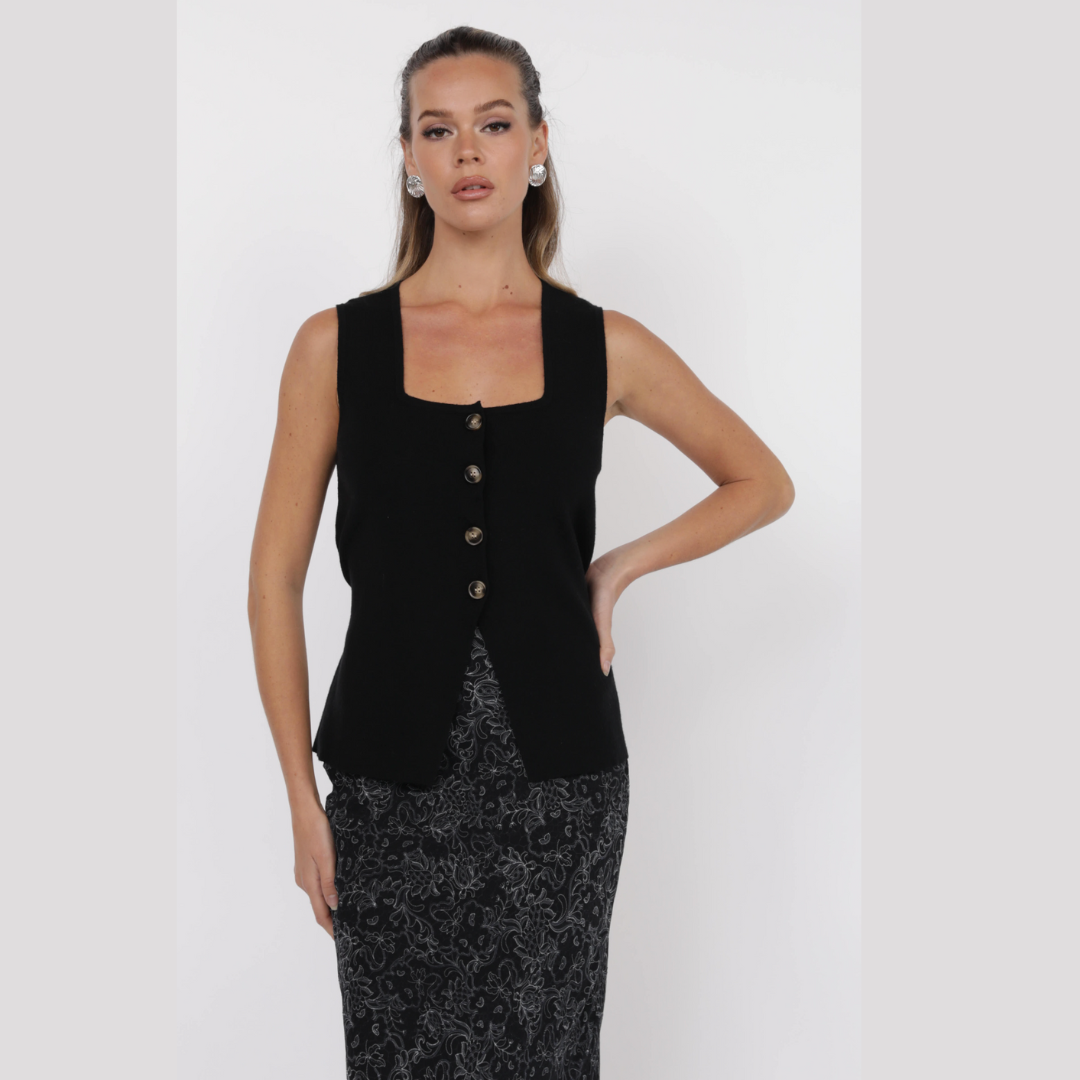 Myra Button Front Knit Vest