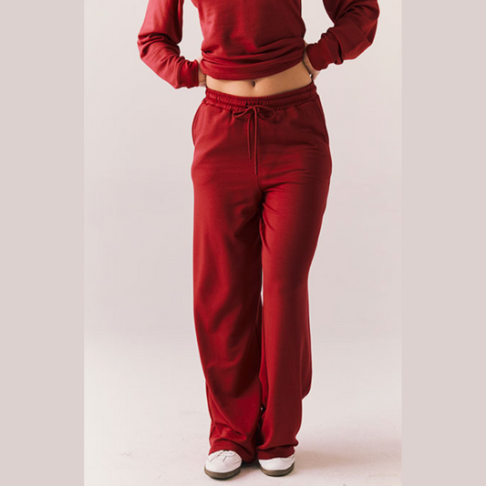 Carmine Red Pillow Fleece Sandy Trouser (part of set)