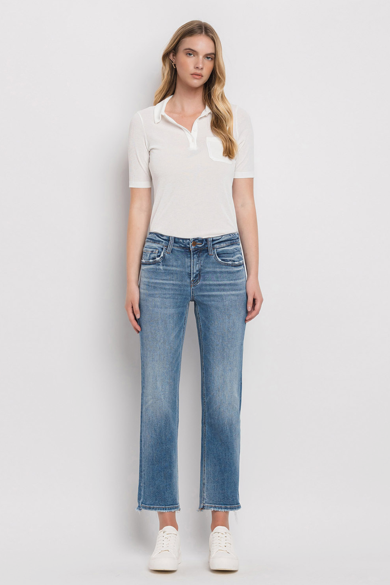 The Mel Mid Rise Crop Straight Denim