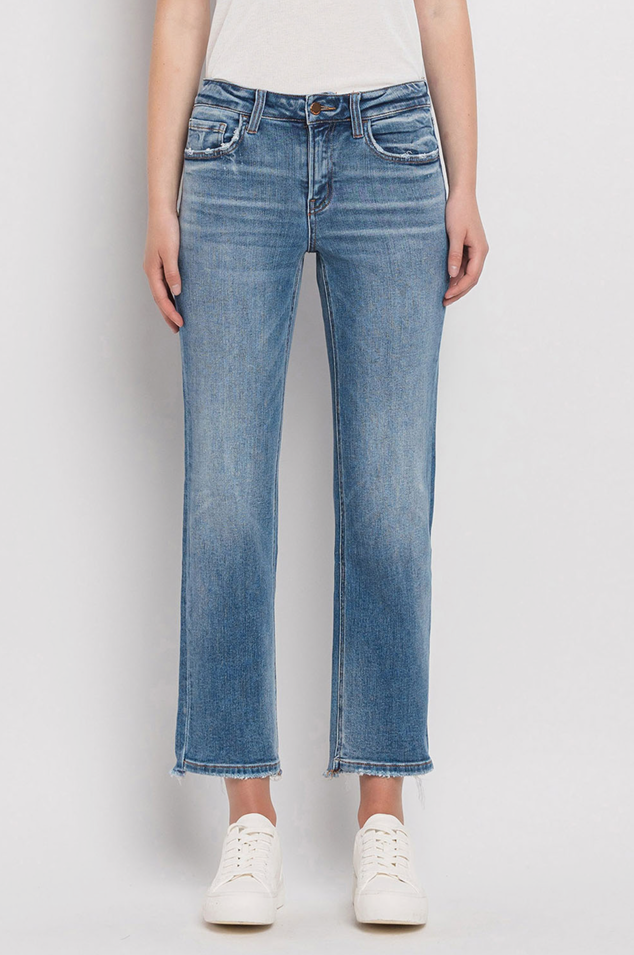 The Mel Mid Rise Crop Straight Denim