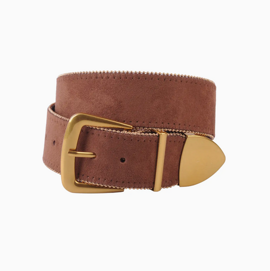 Zipper Lined Belt with Gold Hardware