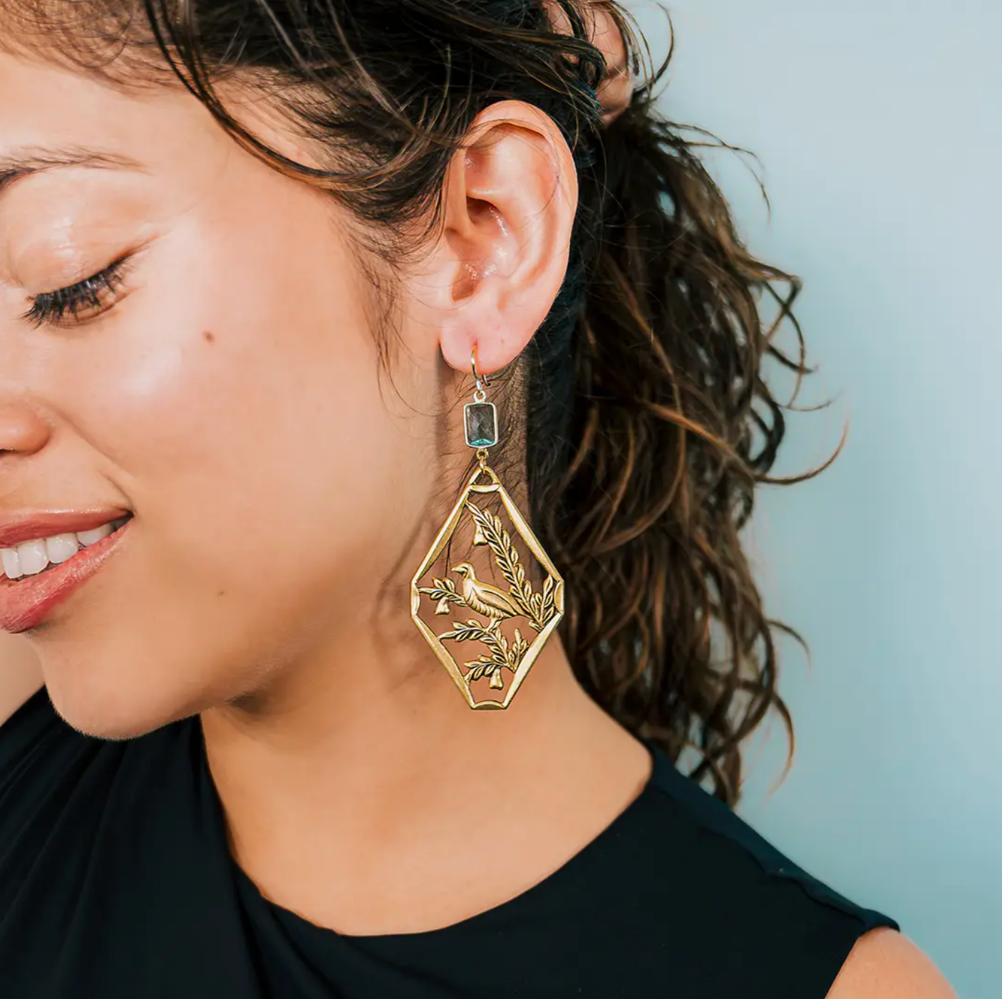 Labradorite, Pheasant and Fauna Earrings