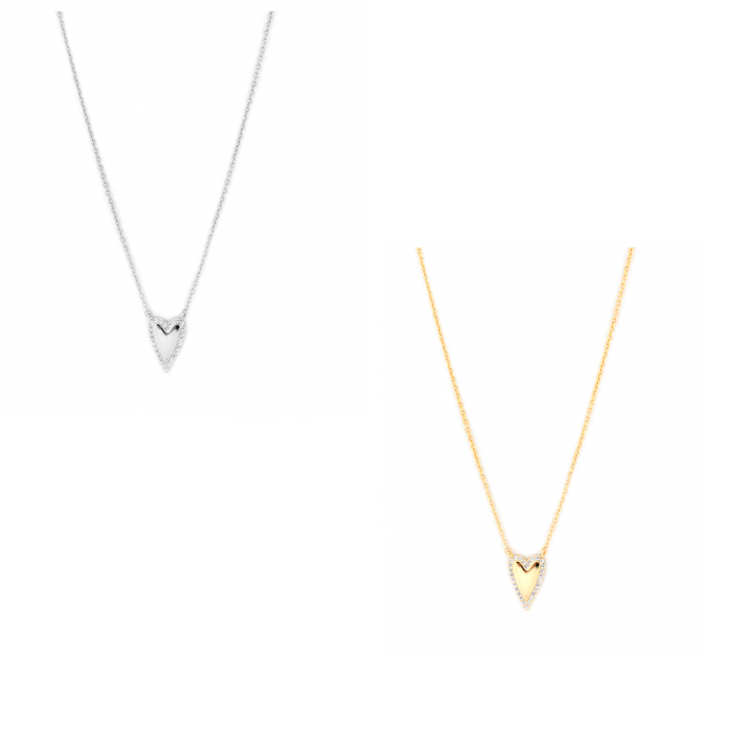 Pave Border Heart Necklace