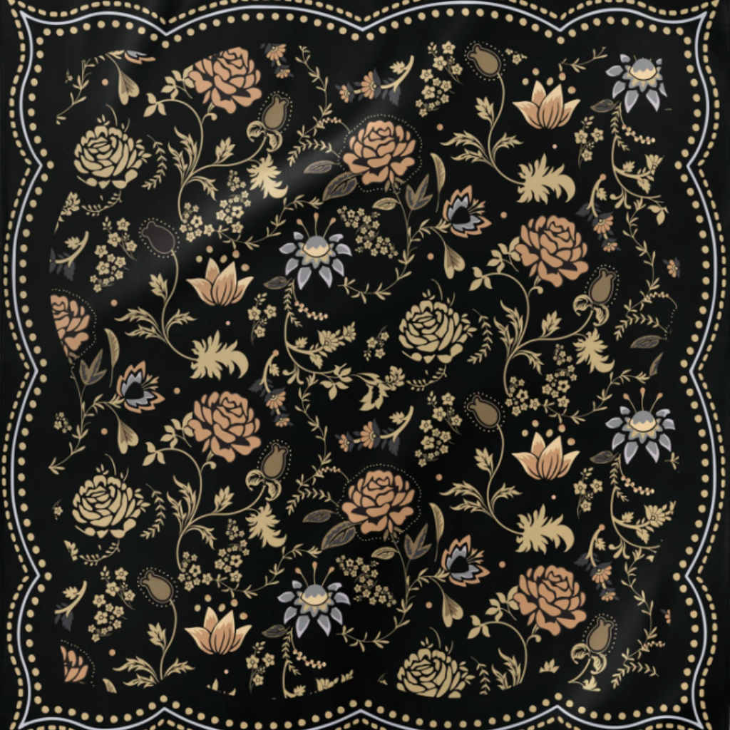 Black Floral Bandana Scarf