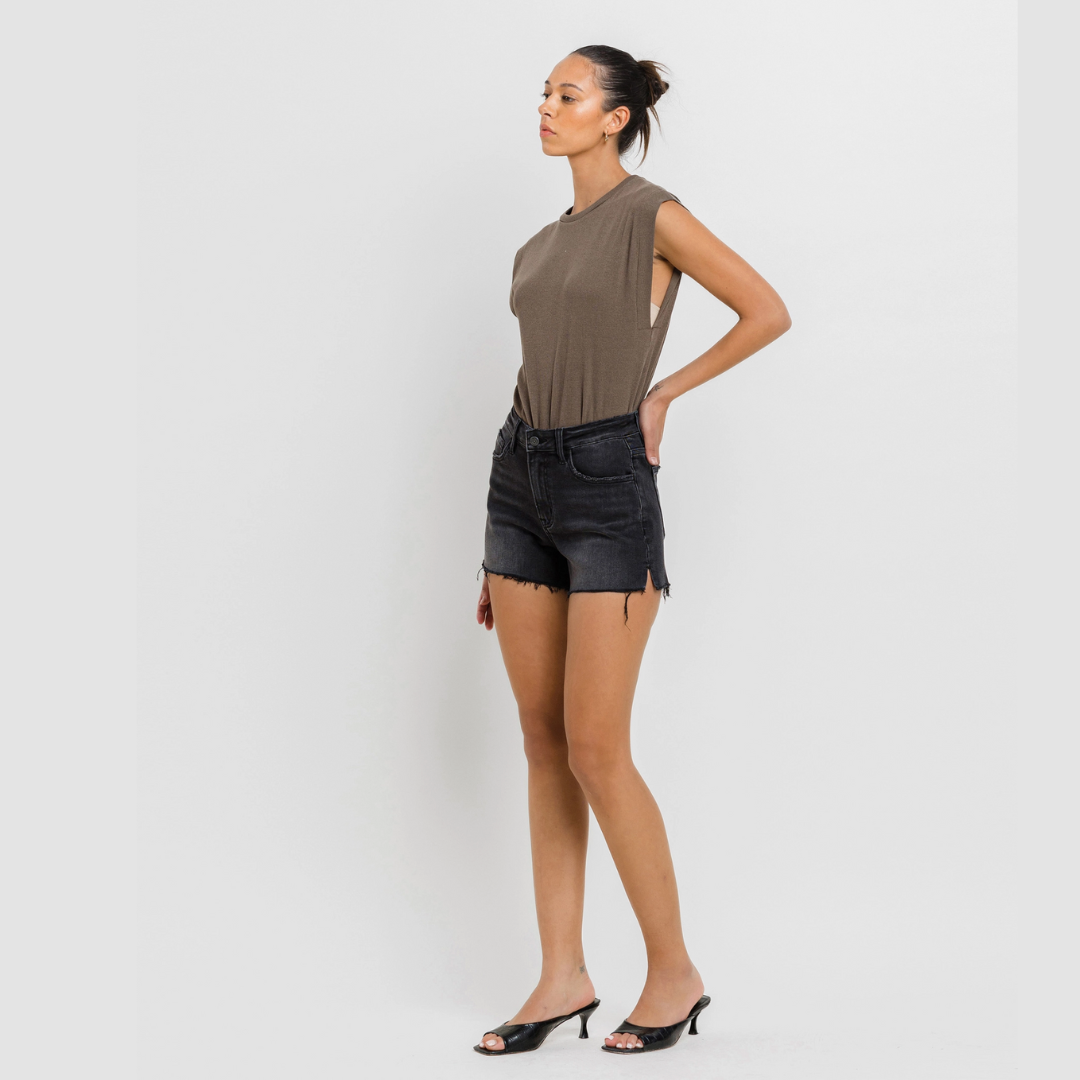 The Rebecca Black High Rise A Line Denim Short