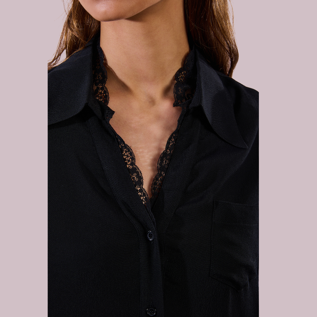 Audrey Lace Detail Button Up