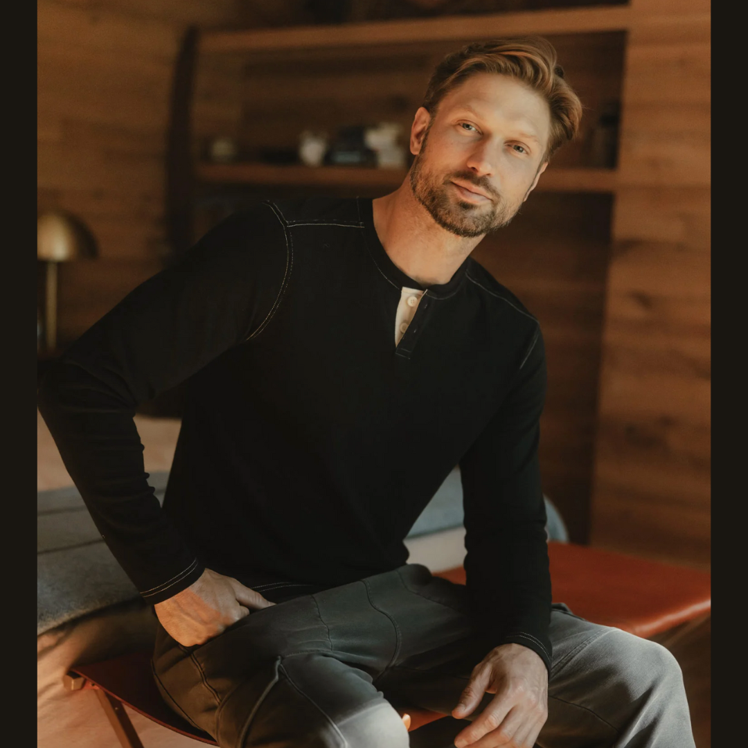 Men's Puremeso Two Button Henley in Stone