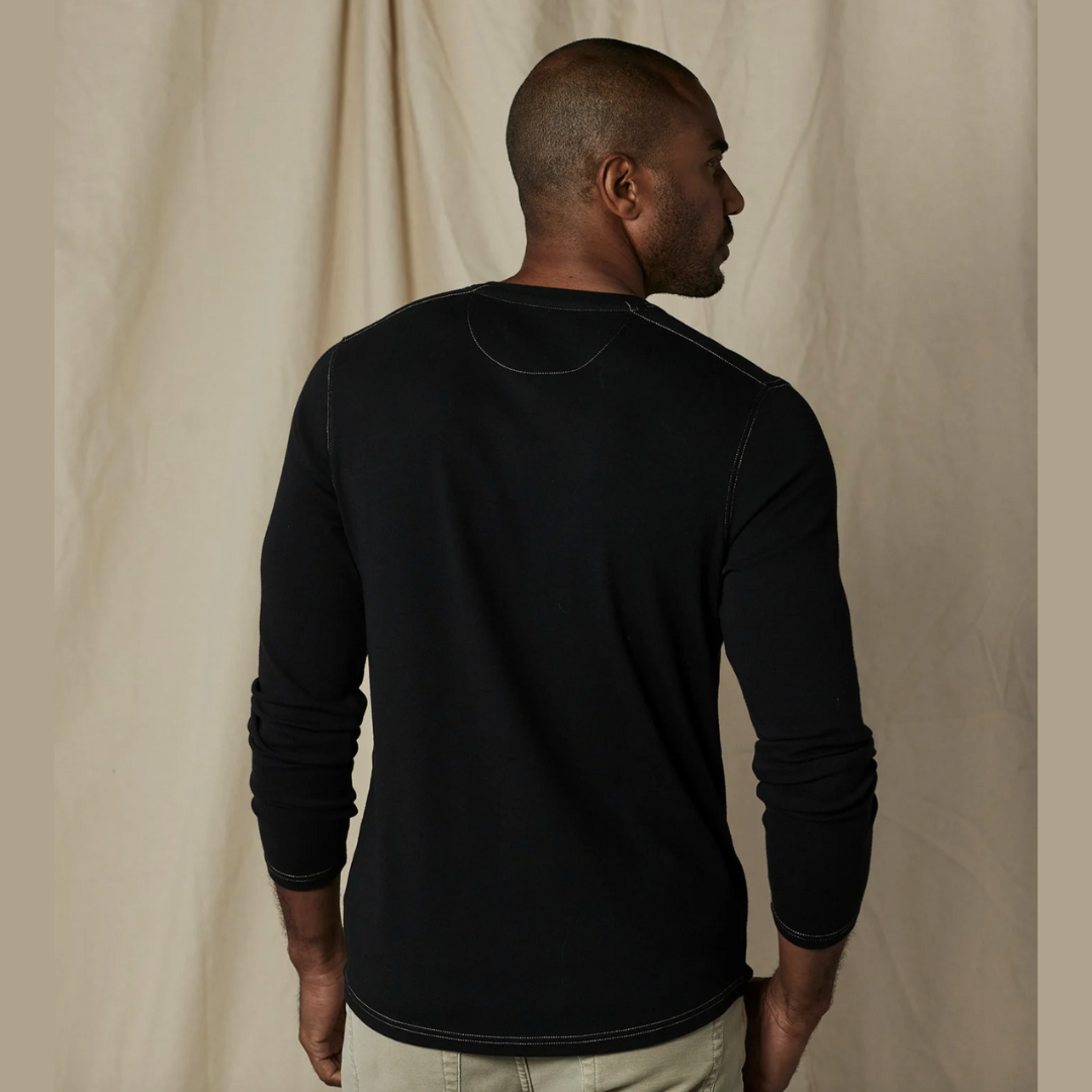 Men's Puremeso Two Button Henley in Stone
