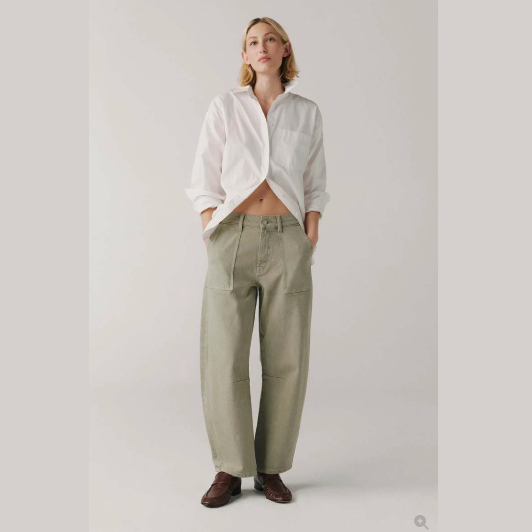BNA - Soft Curve Barrel Jeans (28") Laurel Green