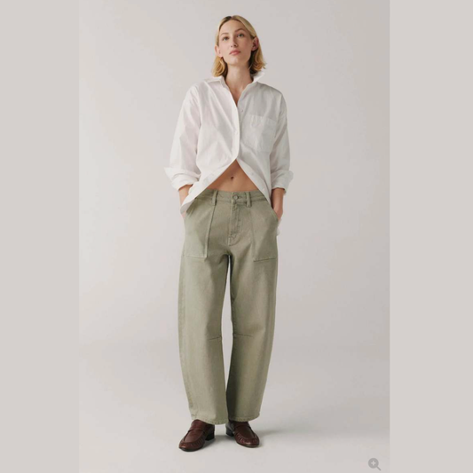 BNA - Soft Curve Barrel Jeans (28") Laurel Green