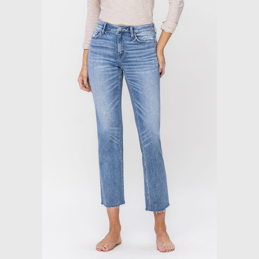 Mid Rise Slim Straight Denim