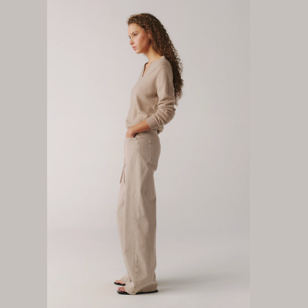 The Big Easy [Optic White & Sand Dollar] Pull on Wide Leg