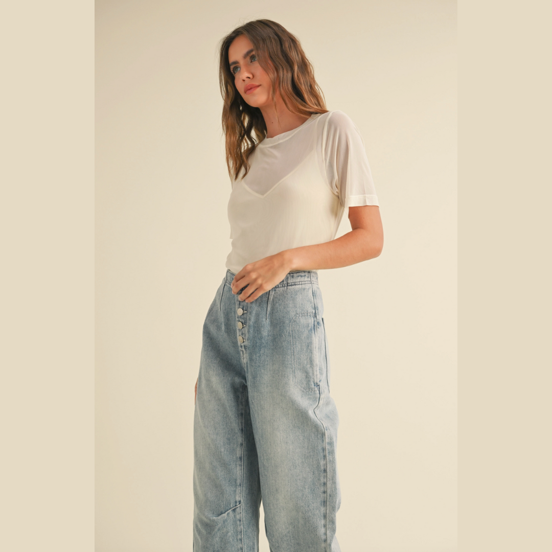 The Pearl Short Sleeve Sheer Top